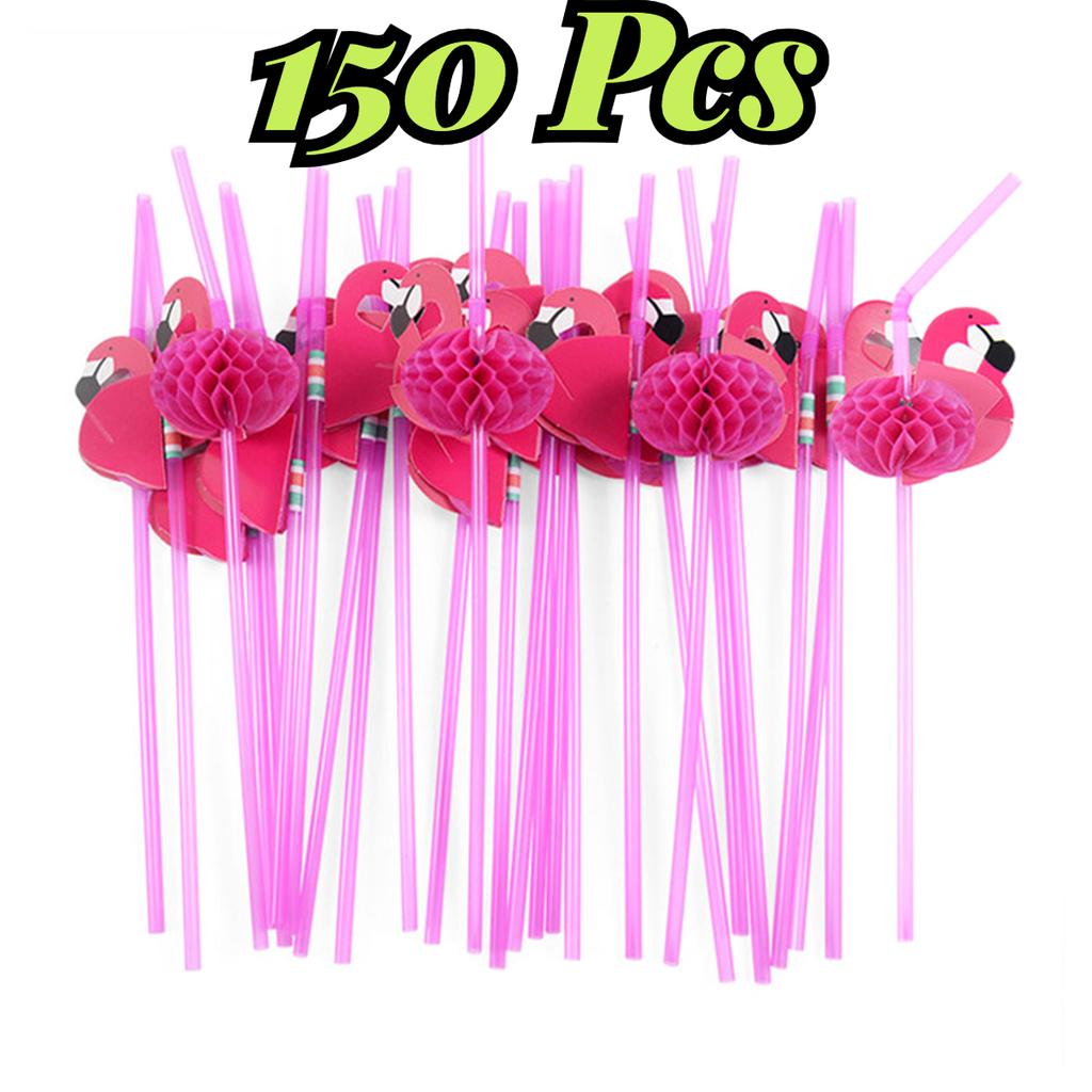 50-150Pcs 3D Fruit Drinking Straw Flamingo Disposable Paper Straws Wedding Favors Kids Birthday Party Barware Decorations