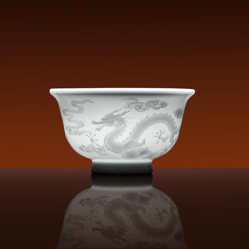 

Jingdezhen White Porcelain Zodiac Dragon Carved Master Teacup