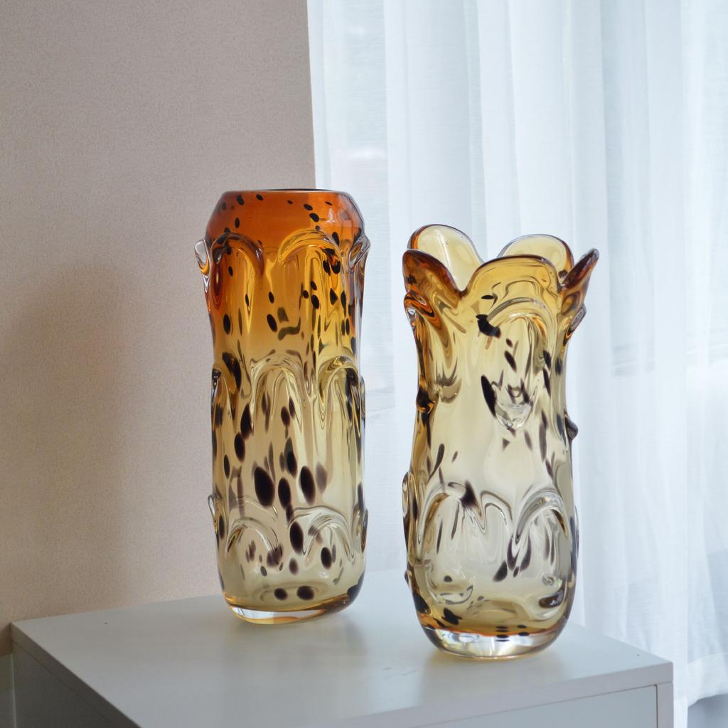 Průhledná Skleněná Váza Skvrny s Leopardím Vzorem Váza na Květiny Hydroponie Terárium Doplňky pro Aranžování Květin Domácí Dekorace