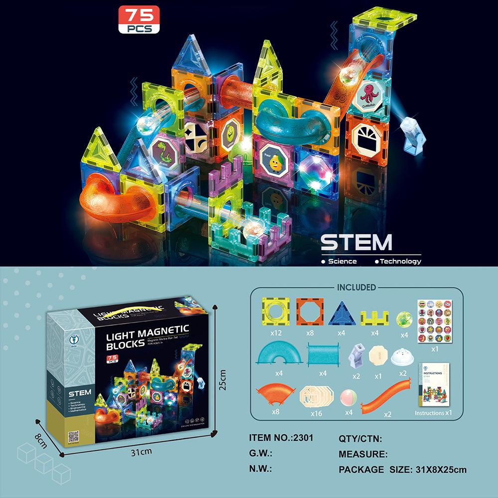 Stained Glass Magnetic Marble Run: Kids' Magnetic Building Blocks and Tracks