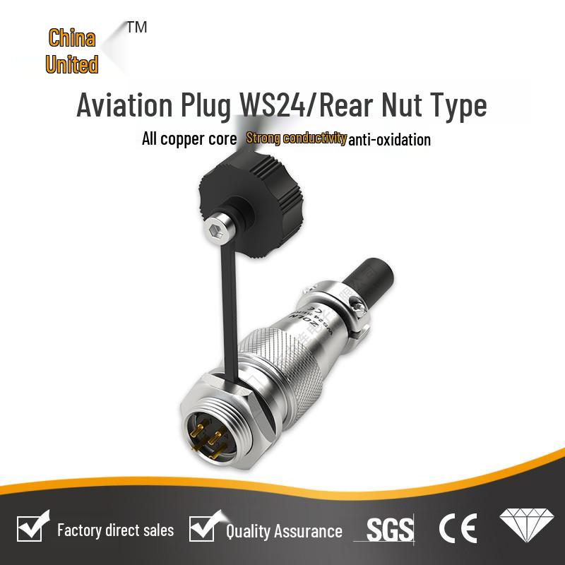 WS24 Series Aviation Threaded Connector - 2 to 19 Pin Options