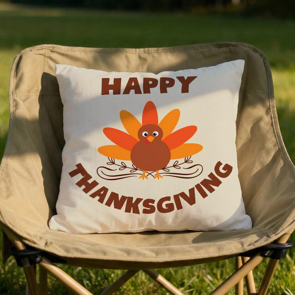 Thanksgiving cute turkey Cushion Cover Soft Reversible  Durable Pillow Cover  MultiScene Use for Home  Car Daily Comfort