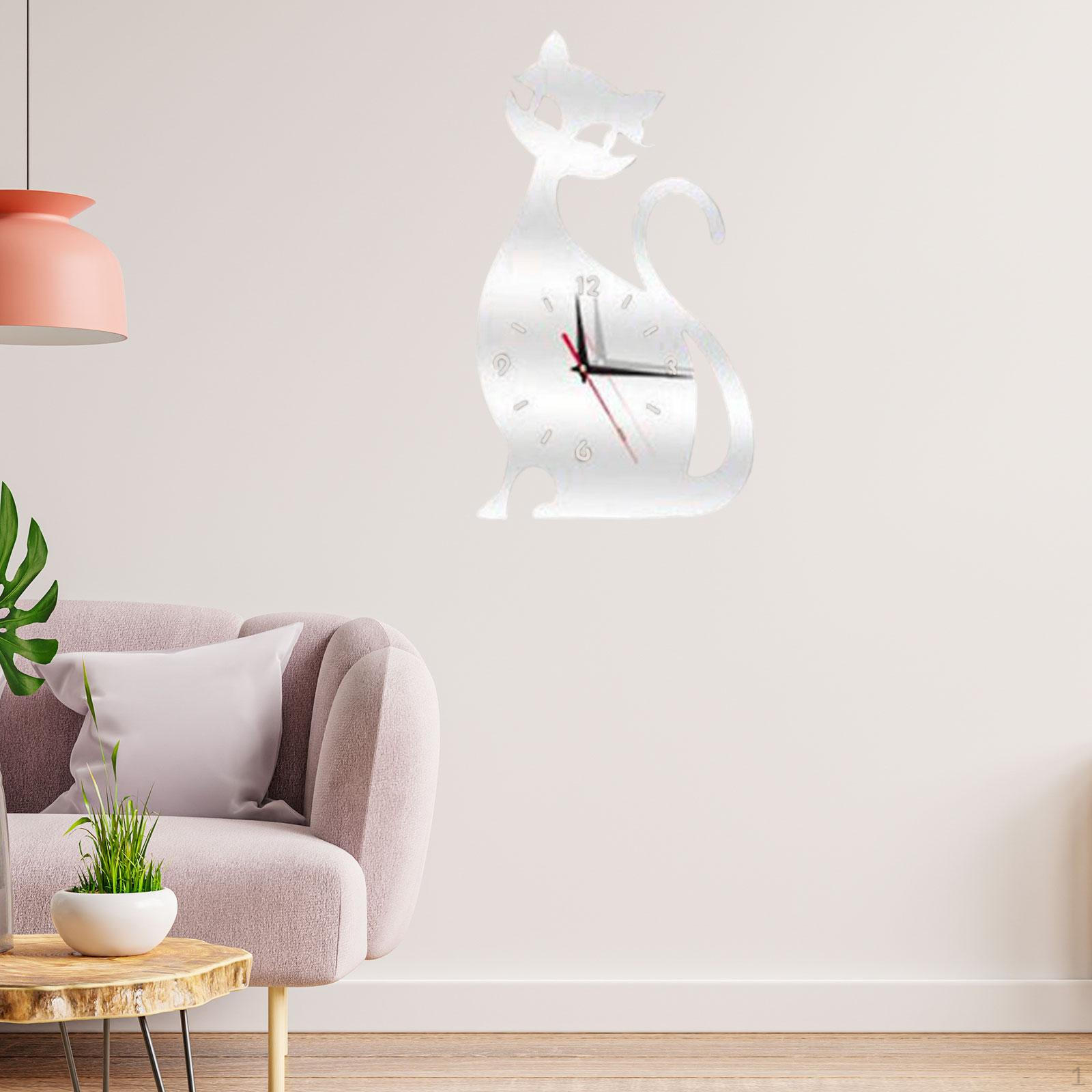 

Акрилові настінні годинники Милий Творчий Смішний Сучасний Декор Тиха Дитяча Спальня срібний