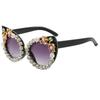 New personalized exaggerated handmade diamond sunglasses, European and American fashion B cat eye party glasses trendy sunglasses