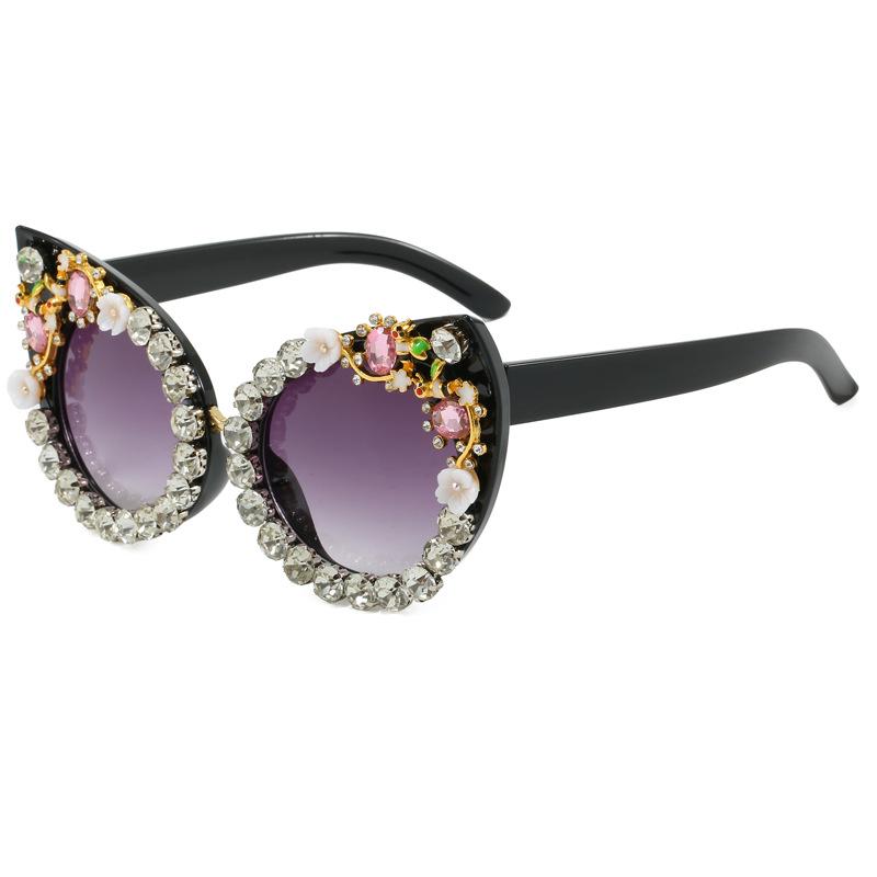 New personalized exaggerated handmade diamond sunglasses, European and American fashion B cat eye party glasses trendy sunglasses