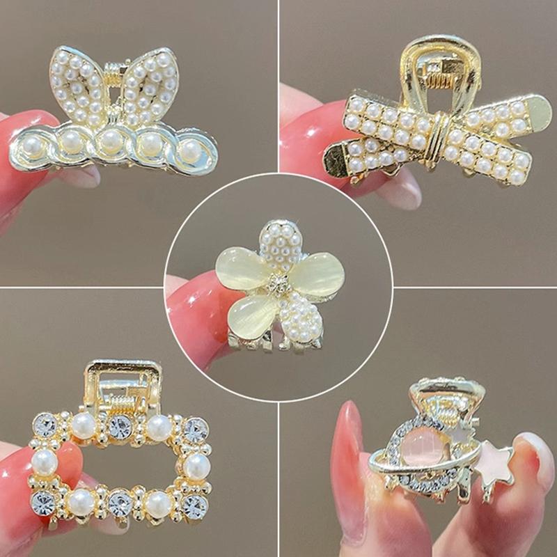 Mini Pearl Hair Claw For Women Girls Retro Flower Crab Claw Clip Small Hairpins Hair Crab Girl Hair Accessories
