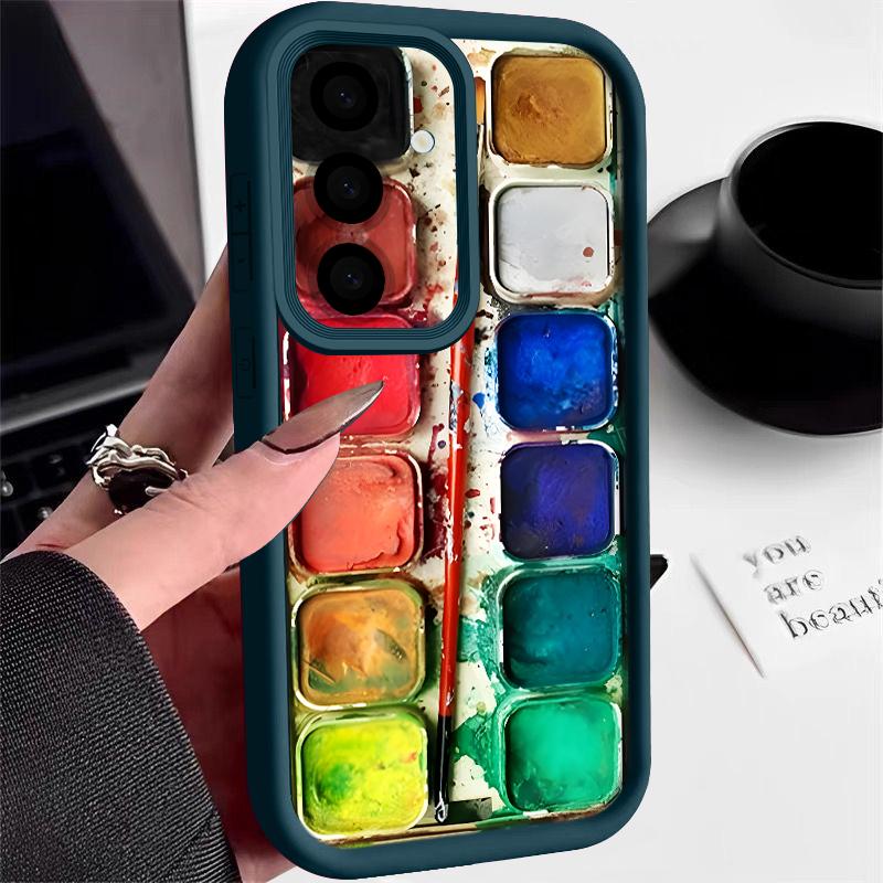Floral Stripe Pattern Case For Samsung A57 A37 A27 A17 S26 Ultra S25 FE A56 A36 A16 A55 A35 A15 A54 5G S21 S22 S23 S24 Plus Shockproof Bumper Cover