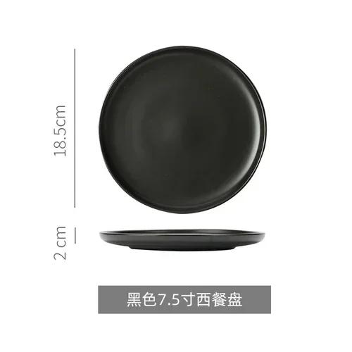 10Inch Ceramic Steak Plate Black Matte Thickened Western Breakfast Flatware Restaurant Home Italian Pastas Dishes and Dishes