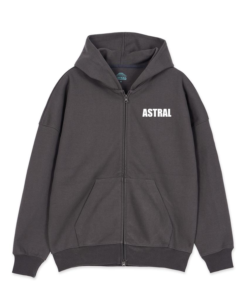 Astral Projection Astral Gun Oversized Wide Shoulder Zip-Up Hoodie_Charcoal