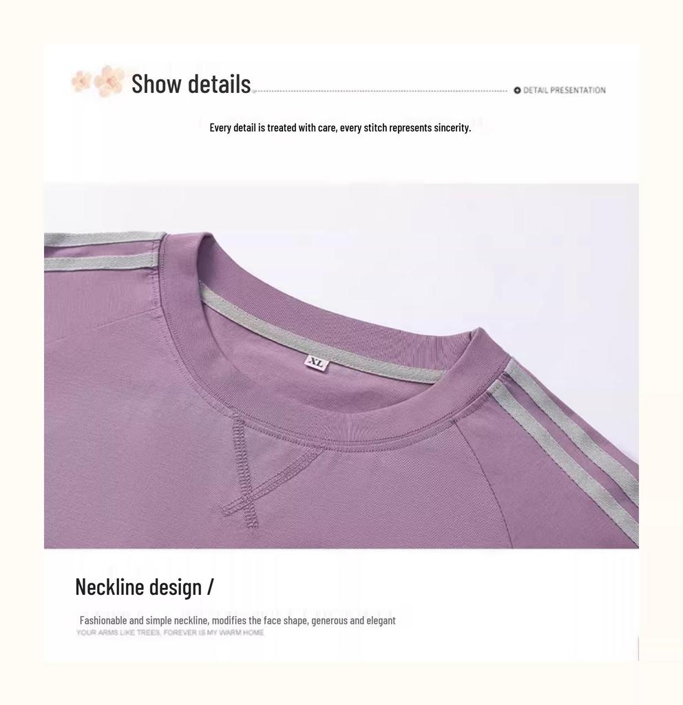 Women's Summer Round Neck Short Sleeve Sportswear Set: Two-Piece T-Shirt & Pants