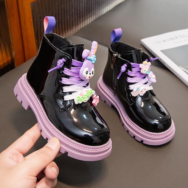 

Girls princess short boots2026New autumn and winter girls Martin boots, children s leather boots, kids fleece-lined cotton boots 26Inner Length16.5cm