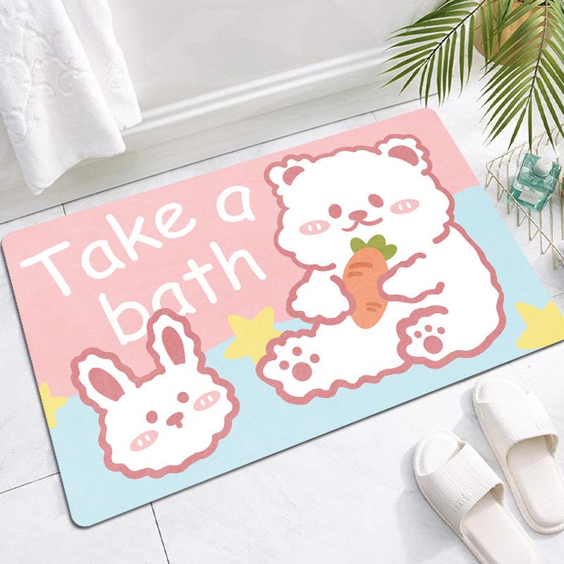 Cartoon Non-slip Diatom Mud Bath Mat - Quick Dry, Water Absorbent, Stain Resistant, Easy Clean 40x60 cm