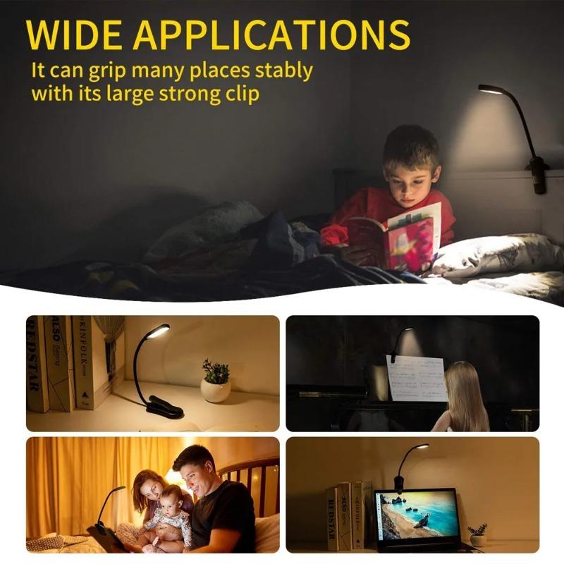 New LED Book Light USB Rechargeable Reading Light Daylight Portable Flexible Easy Clip Night Reading Lamp