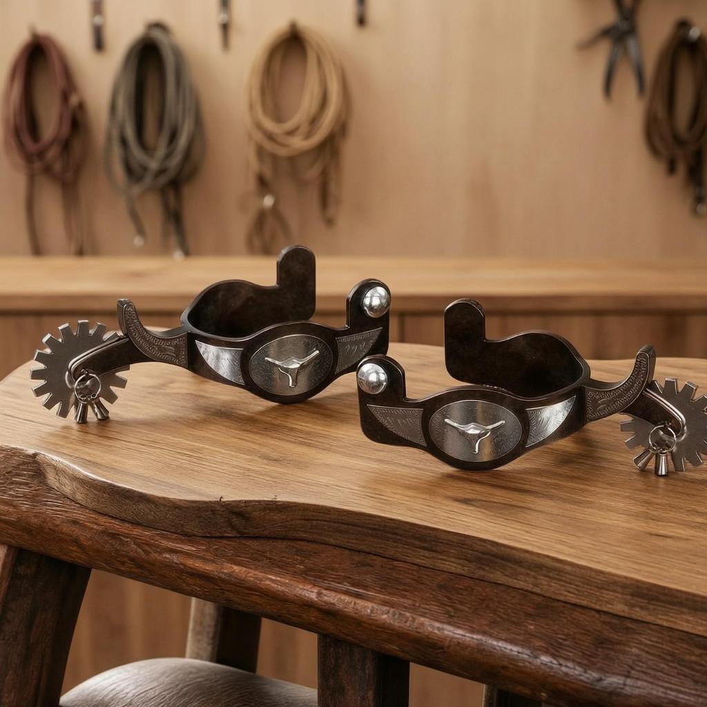 Western Spurs Antique Finish Spur with Rowel for Ranch Workers