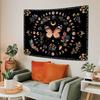 Orange Butterfly Moon Flower Tapestry Boho Floral Plant Tapestries For Bedroom Aesthetic Tapastry'S Wall Hanging Mandala