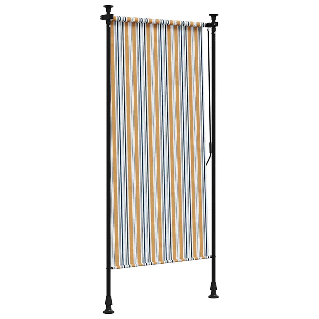 Vidaxl Roleta Zewnętrzna, Żółto-Biała, 120X270 Cm, Tkanina I Stal