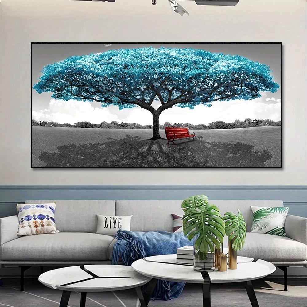 Blue Trees Aesthetic Canvas Paintings Prints Colourful Nordic Personalized Beautiful Tree Wall Posters Pictures Room Decor