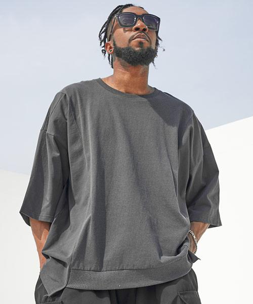 Tener Center Color Unbalanced Boxy T-Charcoal Charcoal/Free