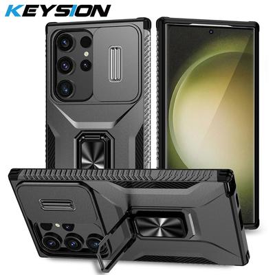 KEYSION Custodia antiurto per Samsung S24 Ultra 5G S24+ S23 FE Slide Camera Protection Ring Stand Cover per telefono per Galaxy S23 Ultra