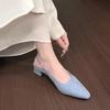 Women's Summer Sandals, Fashionable Suede Design, Sexy Pointed-toe Women's Formal Shoes, Comfortable Square-heeled Women's Shoes