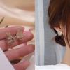 Temperament Slightly Inlaid Zircon Butterfly Earrings Women's Metal Fengsen Small Fresh Youth Sweet Earrings Earrings
