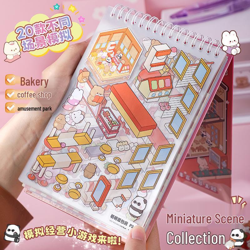 3D Miniaturní chaloupka Kniha samolepek: Kreativní skládané samolepky pro dekompresi a tvoření