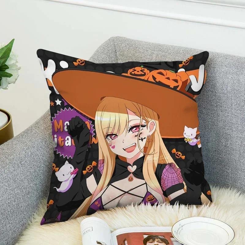 Pilow Cases Kitagawa Marin Couple Pillow Pillowcases 50X50 Decorative Pillows For Sofa Car Decoration Cushion Cover Luxury Anime