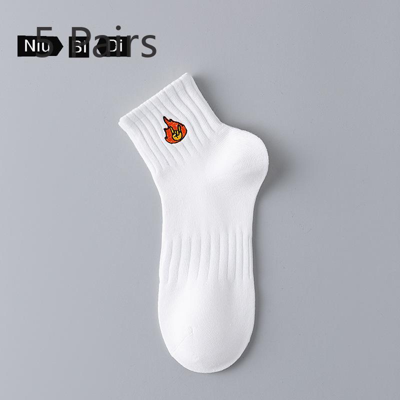 5 Pairs of Boys Summer Thin Deodorizing Cotton Sports Tube Socks