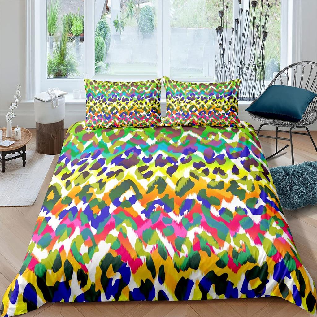 Leopard Bedding Set Queen King Soft Bedclothes Twin Bohemian Print Duvet Cover with Pillowcase Polyester Quilt Cover for Adults