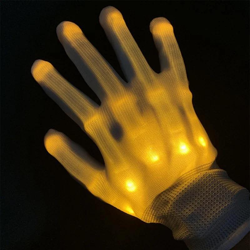 1 pár LED svítících rukavic zářících halloweenská párty světelné rekvizity blikající lebka rukavice párty svítící rukavice pro děti dospívající rekvizita