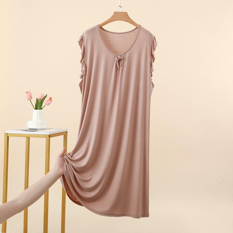 Summer Women's Modal Lace V-Neck Sleeveless Nightdress Loose Plus Size Soft Comfort Sleep Dress Casual Loungewear Home Outdoor Wear