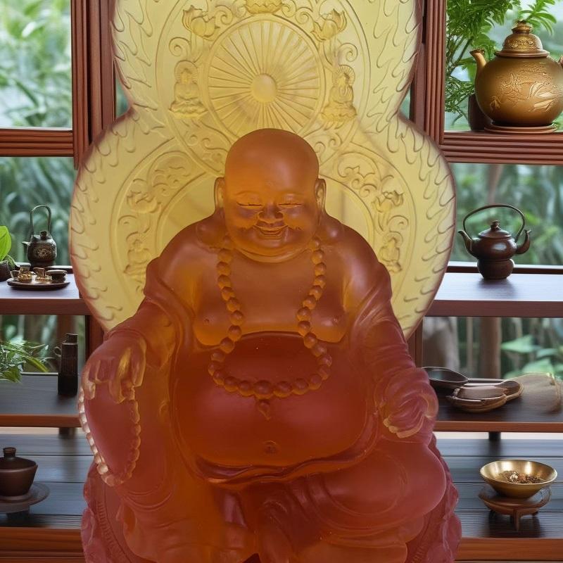 Resin Large Laughing Buddha Sculptures Statue Chinese Buddhist Figures Home Living Room Office Wealth Luck Feng Shui Decor