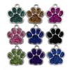Engraved Glitter Paw Print Pet Tag - Zinc Alloy & Enamel, 25x27mm