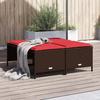 Garden Stool with Cushions 4 pcs Brown Poly Rattan