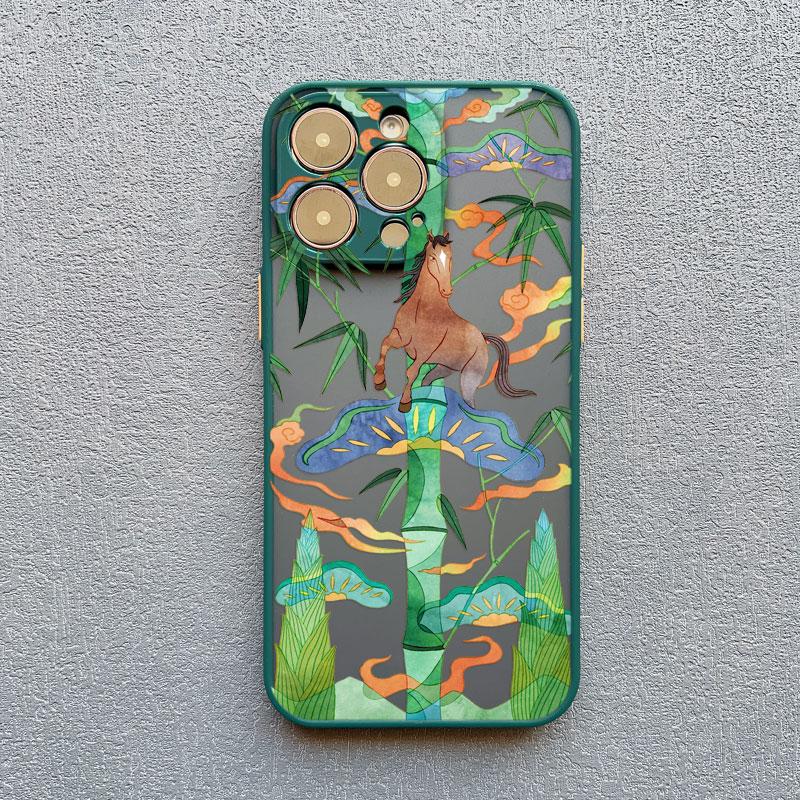 Lucky Painted Horse Pattern Chinese Style Phone Case For iPhone 15 14 Pro Max Plus 17 16 Pro Max 13 Mini 12 11 Pro Max Back Case