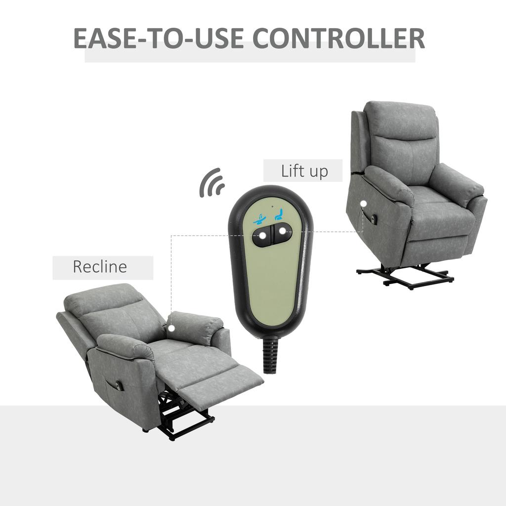 Faux Leather 70 Degrees Electric Riser Recliner Chair - Grey
