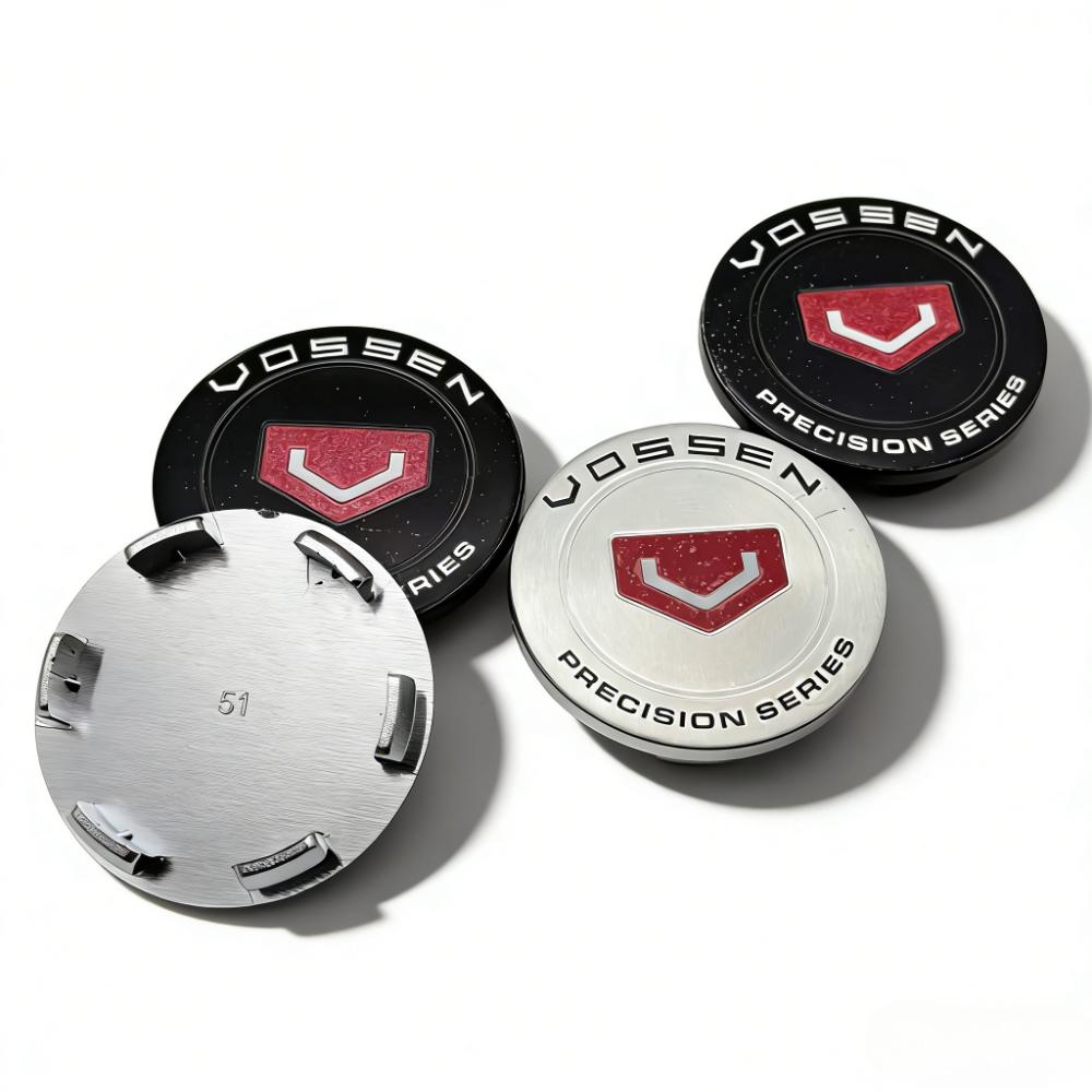 4 Stück VOSSEN Logo Emblem Auto Radnabendeckel Außendurchmesser 51MM Clips 46MM Räder Radkappe Felge Radnabenkappen Staubschutz Ersatz Auto Zubehör