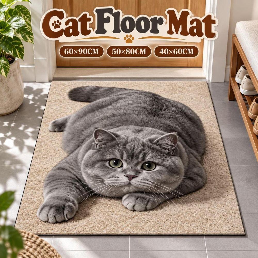 Realistic Bathroom Carpet 40×60CM 50×80CM 60×90CM Bedroom Door Rug 3D Cat Floor Mat Home Decor