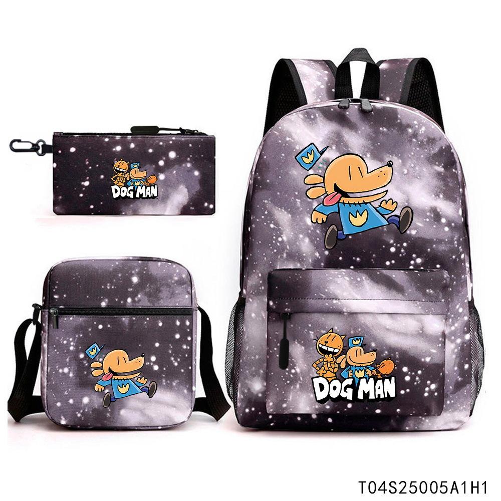 Detective hond basis- en middelbare scholieren warmteoverdracht schooltas animatie merchandise rugzak schoudertas etui drievoudige set Backpack