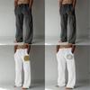 Casual Pants For Men With Printed Cotton Linen Fabric For Spring Urban Style Comfort