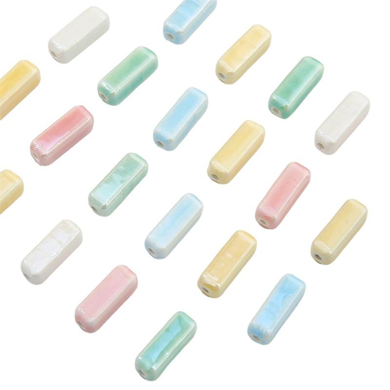 [6x15mm] 5pcs/Bag Cuboid Beads Colored Ceramic Beads Charm Loose Spacer Beads for Earring Bracelet Necklace DIY Jewelry Making Accessories