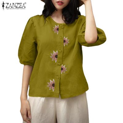 Γυναικεία Καθημερινή Μπλούζα Καλοκαιρινή Μπλούζα με Μικρό Μανίκι και Φλοράλ Μοτίβο