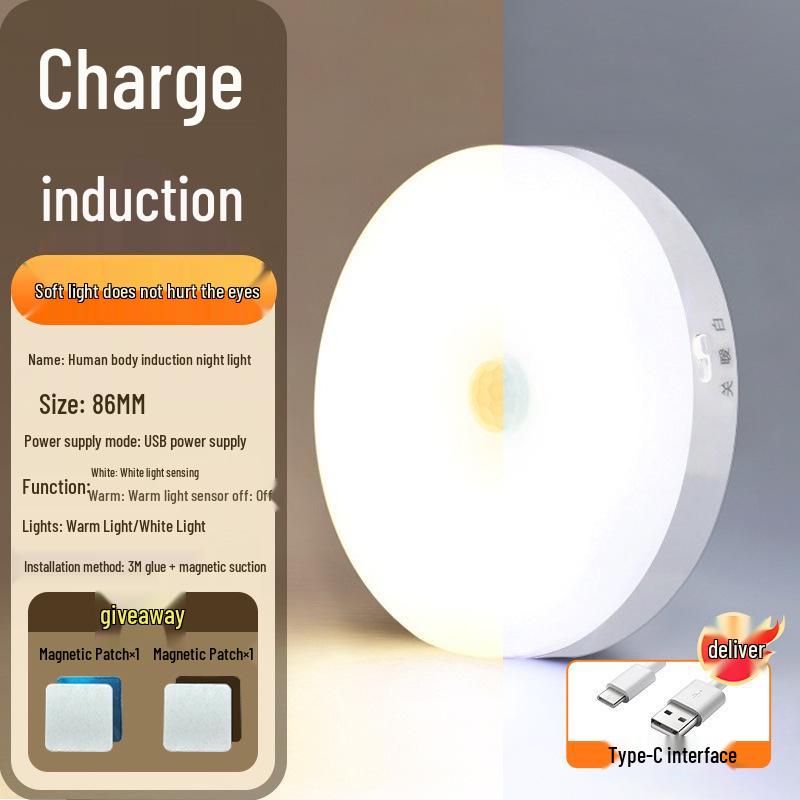Taoist Smart Induction Night Light 2025: Voice-Controlled, Automatic Brightness Adjustment.