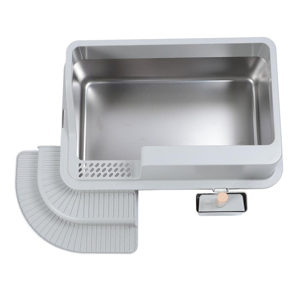 Stainless Steel Litter Box Easy Maintenance Large Cat Litter Box Long Lifespan Splash Proof Leakproof Odor  for Large Cats