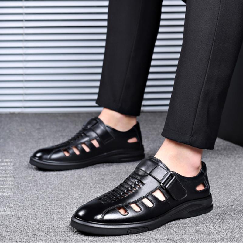 Zapatos de Verano de Cuero para Hombre Moda Huecos Zapatos de Vestir Casuales de Negocios Mocasines Zapatos Sociales para Hombre