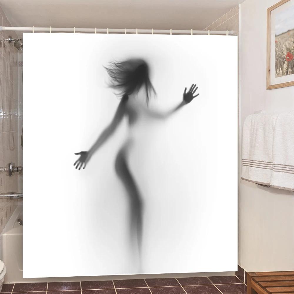 Skull Shower Curtain Waterproof Polyester Fabric Gothic Halloween Sexy Woman Love Print Shower Curtain Cortina De La Ducha