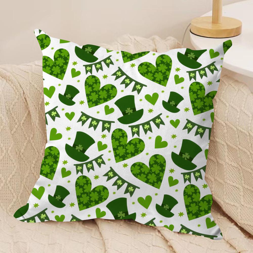 

Funny St Patricks Day Cushion Cover Short plush Doublesided Print Square Throw Pillow Covers Sofa Home Cushion Decor 30x30cm