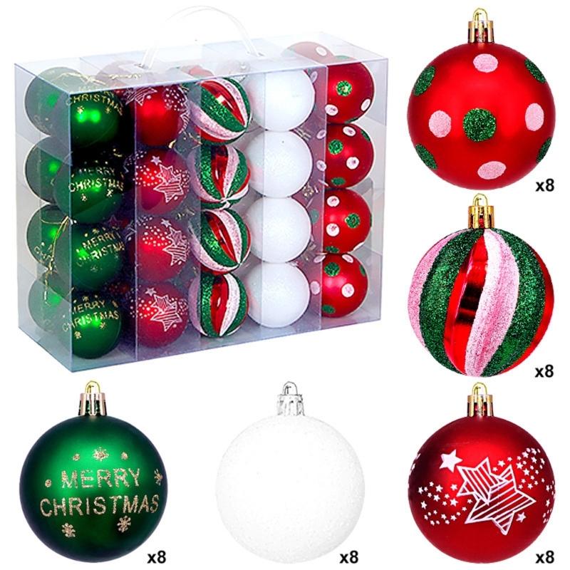 Plastic Christmas Tree Decorations Accessories Colorful Handcrafted Spherical Orbs In Gift Box for Festival Event