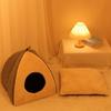 Teepee Shape Cat Cave Bed Pet Tent House Soft Cushion Anti-Slip Bottom