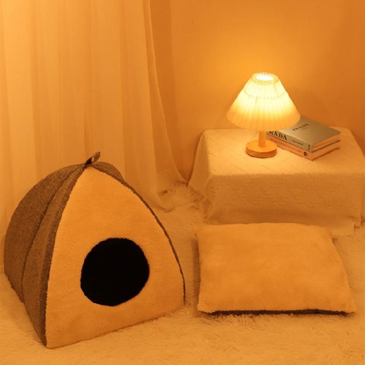 Teepee Shape Cat Cave Bed Pet Tent House Soft Cushion Anti-Slip Bottom